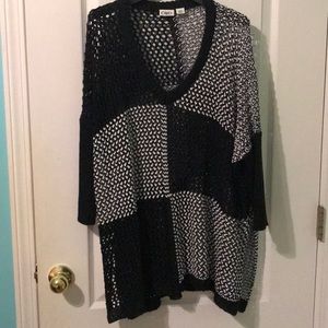 Black, Grey, and White Sweater with Holes